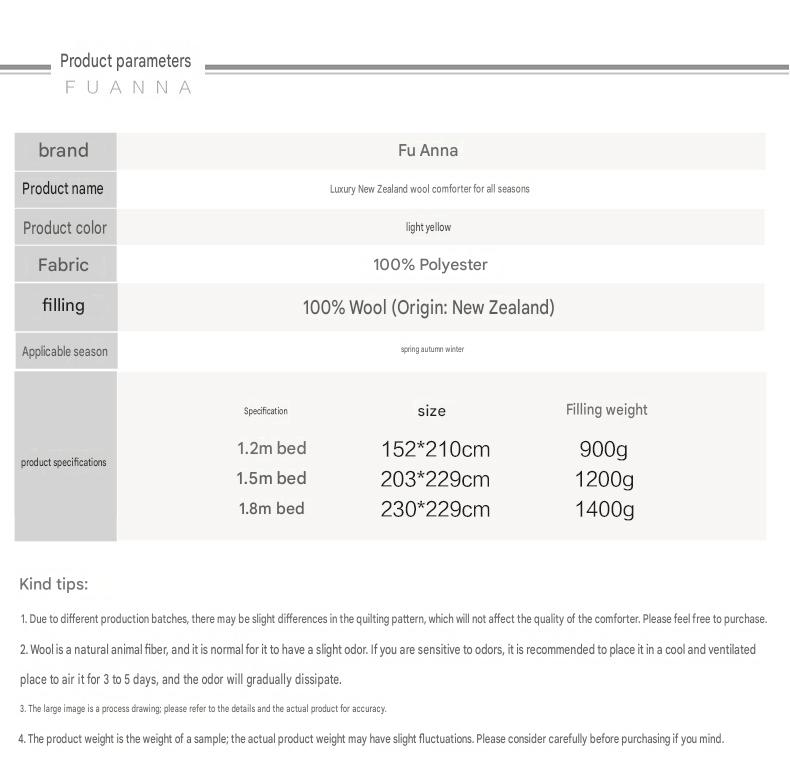 Fuanna New Zealand Wool Quilt | Premium Winter Comforter | Four Season Wool Bedding |
FIRSTSING