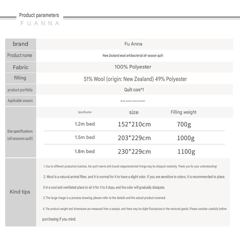 Fuanna New Zealand Wool Quilt | Premium Winter Comforter | Four Season Wool Bedding |
FIRSTSING