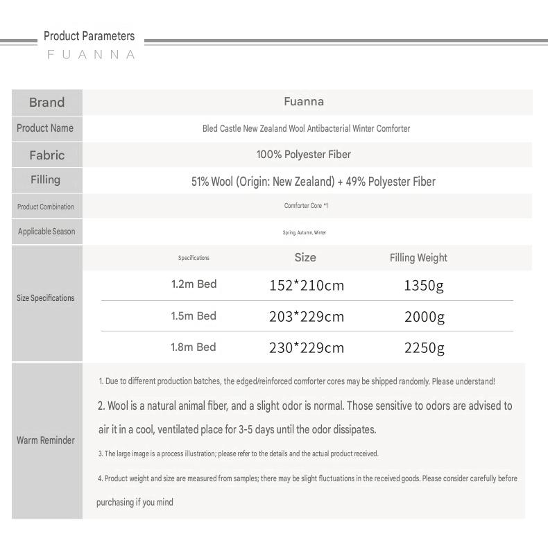 Fuanna New Zealand Wool Quilt | Premium Winter Comforter | Four Season Wool Bedding |
FIRSTSING