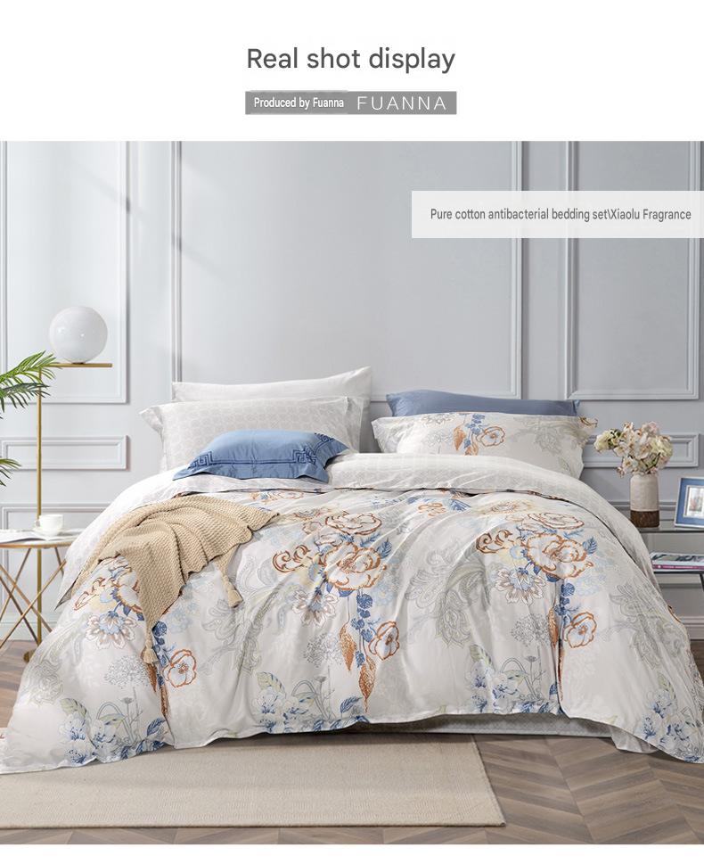 Fuanna 100% Cotton Bedding Set | Luxury Floral Bed Sheet & Duvet Cover Set | FIRSTSING
