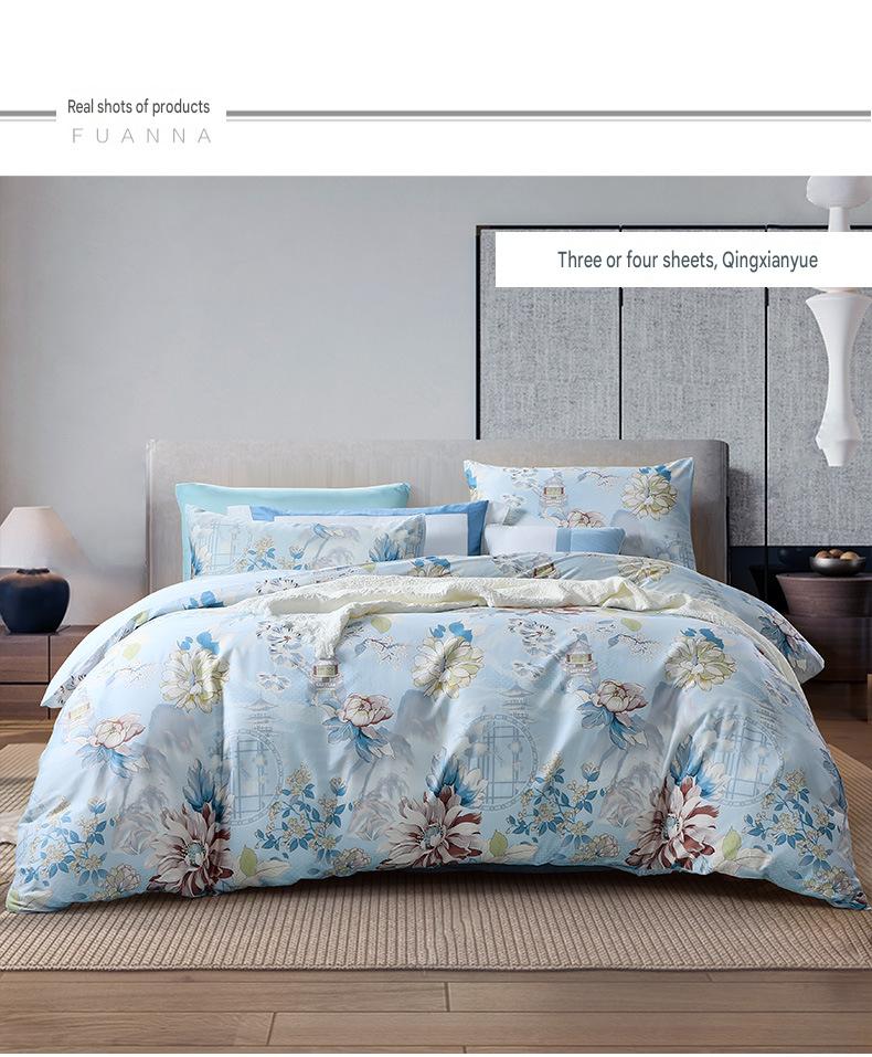 Fuanna 100% Cotton Bedding Set | Luxury Floral Bed Sheet & Duvet Cover Set | FIRSTSING