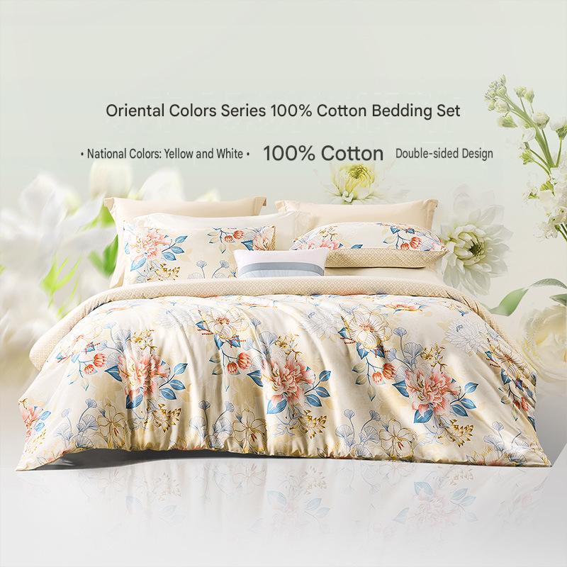 Fuanna 100% Cotton Bedding Set | Luxury Floral Bed Sheet & Duvet Cover Set | FIRSTSING