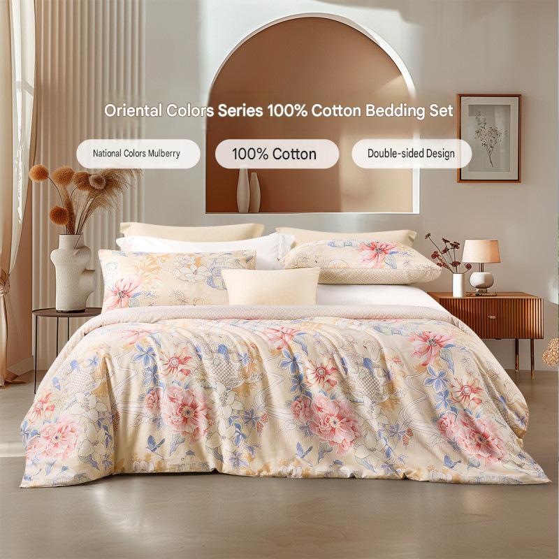 Fuanna 100% Cotton Bedding Set | Luxury Floral Bed Sheet & Duvet Cover Set | FIRSTSING