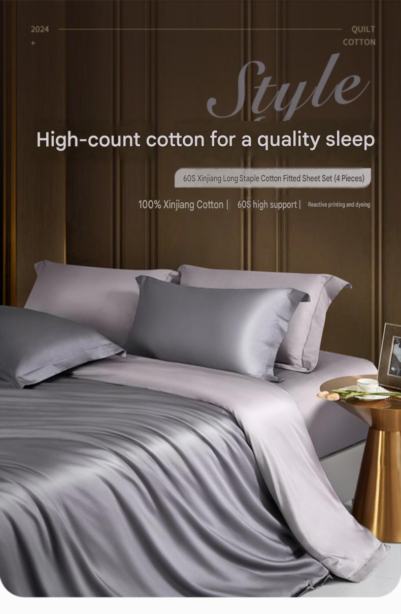 Fuanna 60s Long Staple Cotton Bedding Set | Luxury Satin Cotton Embroidered Bedding | FIRSTSING