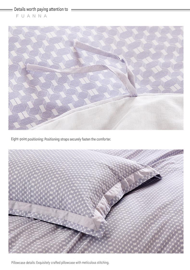 Fuanna 60s Long Staple Cotton Bedding Set | Luxury Satin Cotton Embroidered Bedding | FIRSTSING