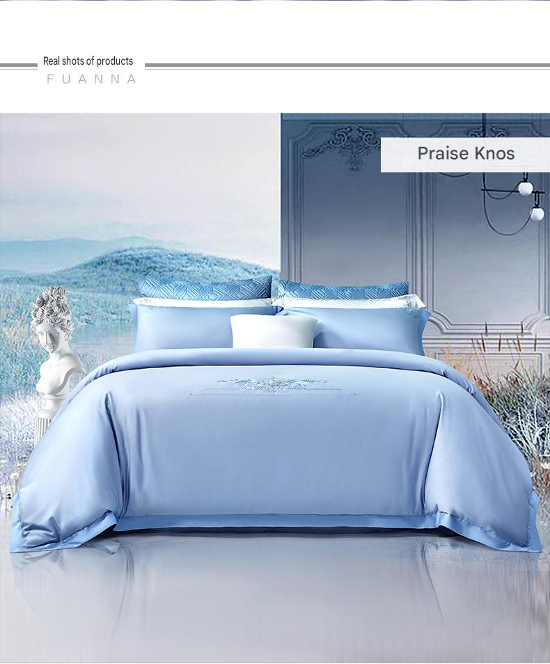 Fuanna 60s Long Staple Cotton Bedding Set | Luxury Satin Cotton Embroidered Bedding | FIRSTSING