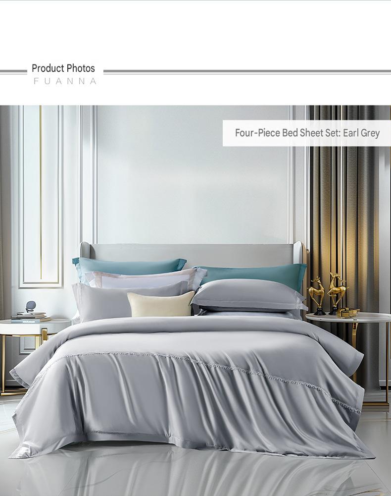 Fuanna 100s Long Staple Cotton Bedding Set | Luxury Satin Cotton Bed Sheet & Duvet Cover Set | FIRSTSING
