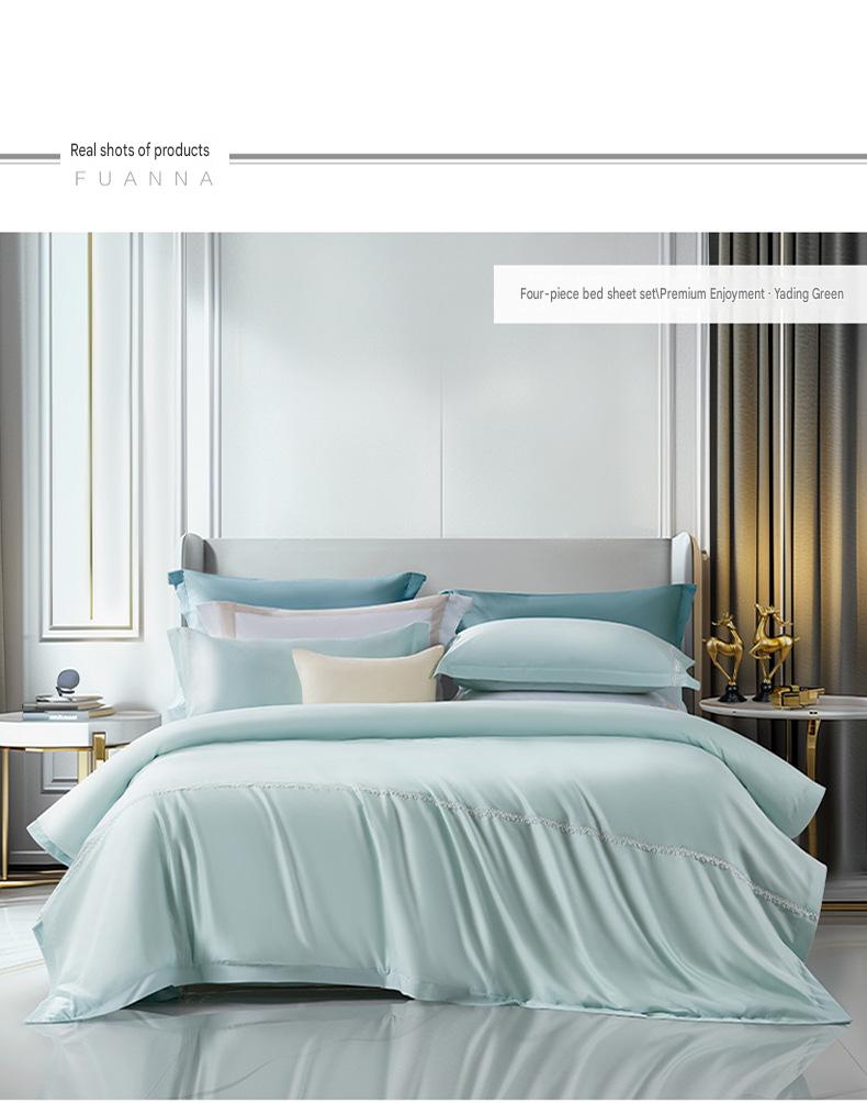Fuanna 100s Long Staple Cotton Bedding Set | Luxury Satin Cotton Bed Sheet & Duvet Cover Set | FIRSTSING