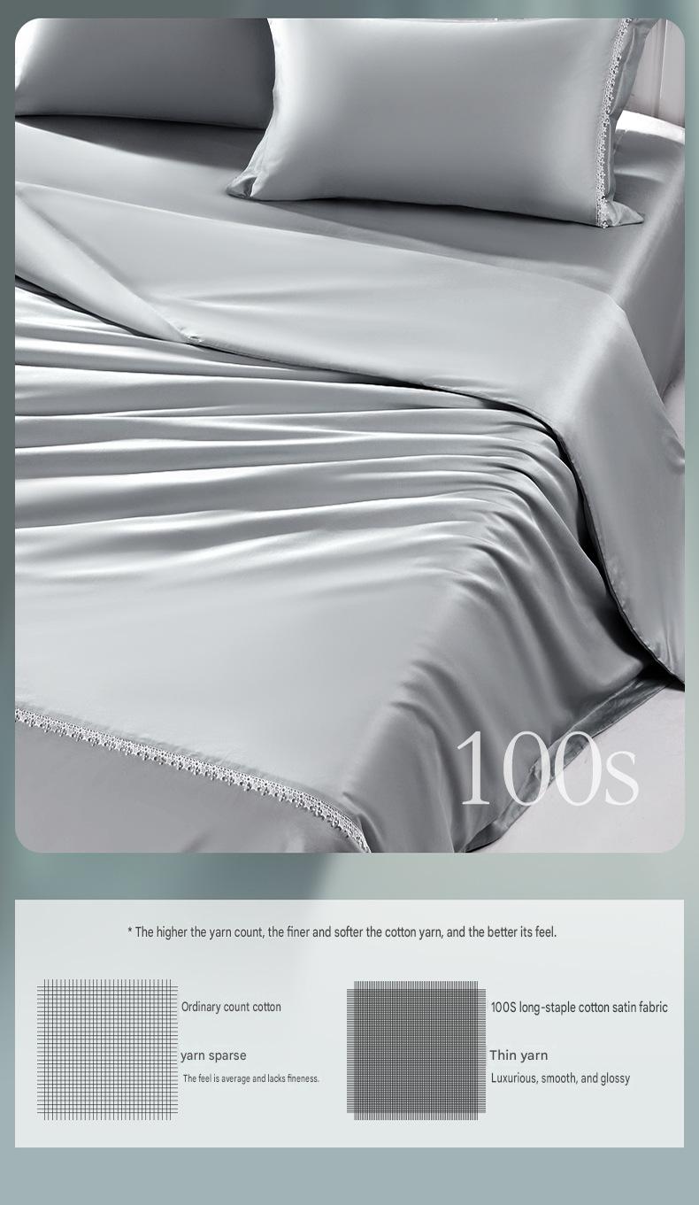 Fuanna 100s Long Staple Cotton Bedding Set | Luxury Satin Cotton Bed Sheet & Duvet Cover Set | FIRSTSING
