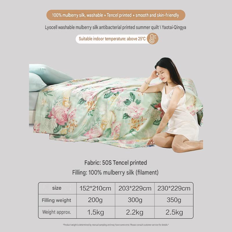 Fuanna Washable Mulberry Silk Summer Quilt | Cooling Tencel Comforter | FIRSTSING